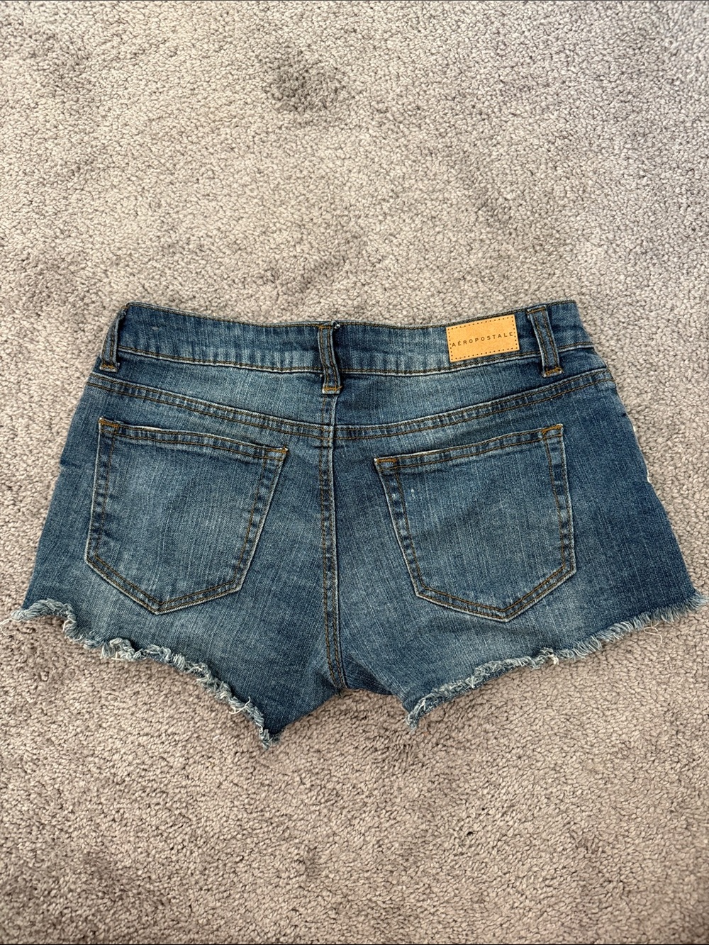 Aeropostale Blue Denim Shorts with Cream Crochet Trim - Picture 3 of 3